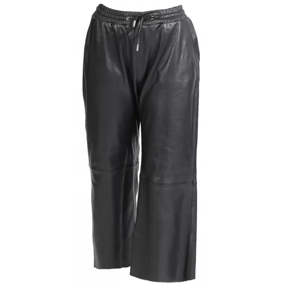 Women OAKWOOD Trousers*Loft Black - Genuine Leather Short Trousers