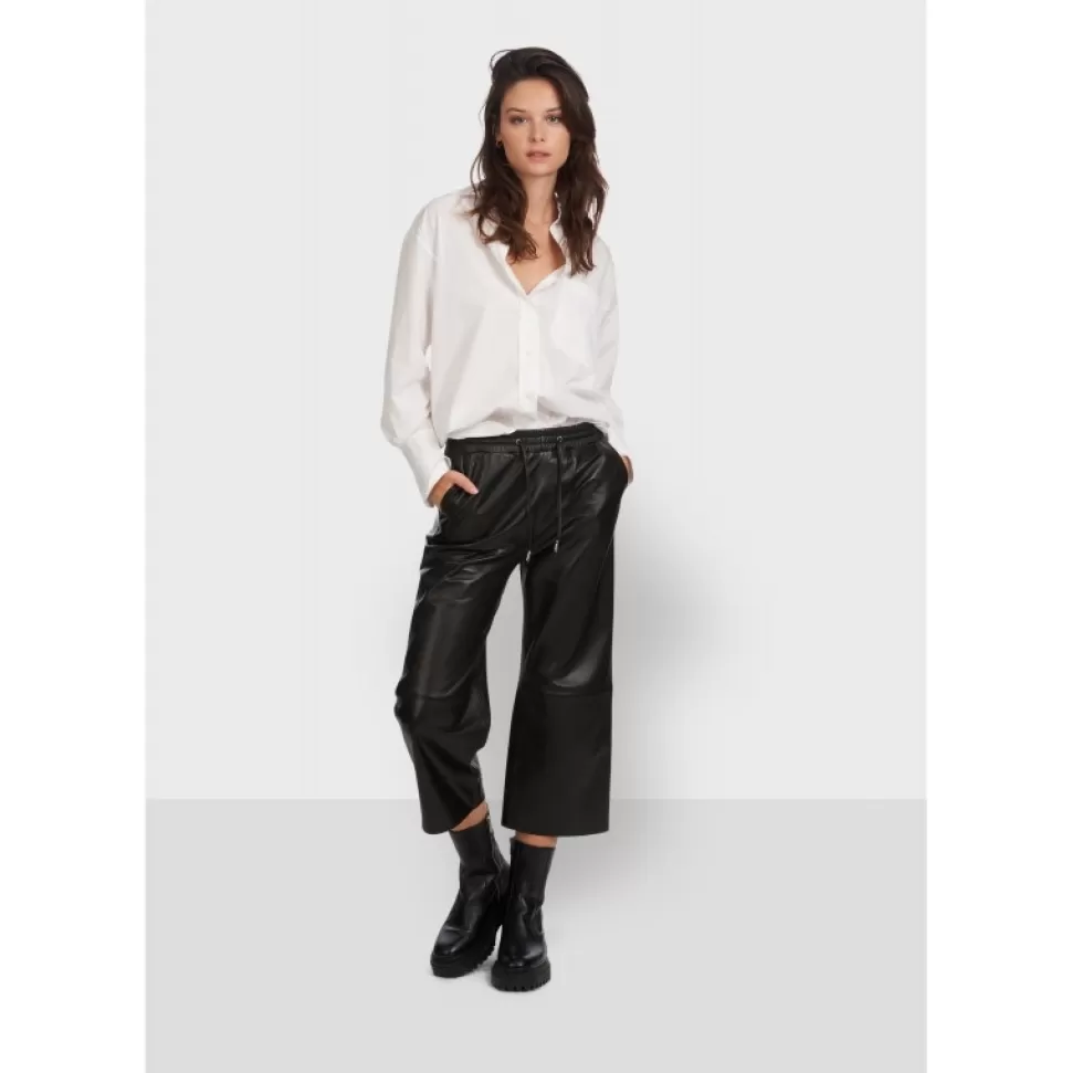 Women OAKWOOD Trousers*Loft Black - Genuine Leather Short Trousers