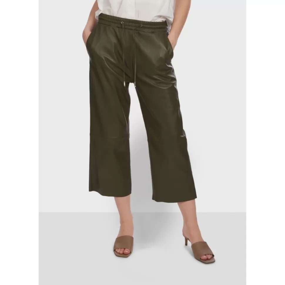 Women OAKWOOD Trousers*Loft Khaki - Genuine Sheep Leather Short Trousers