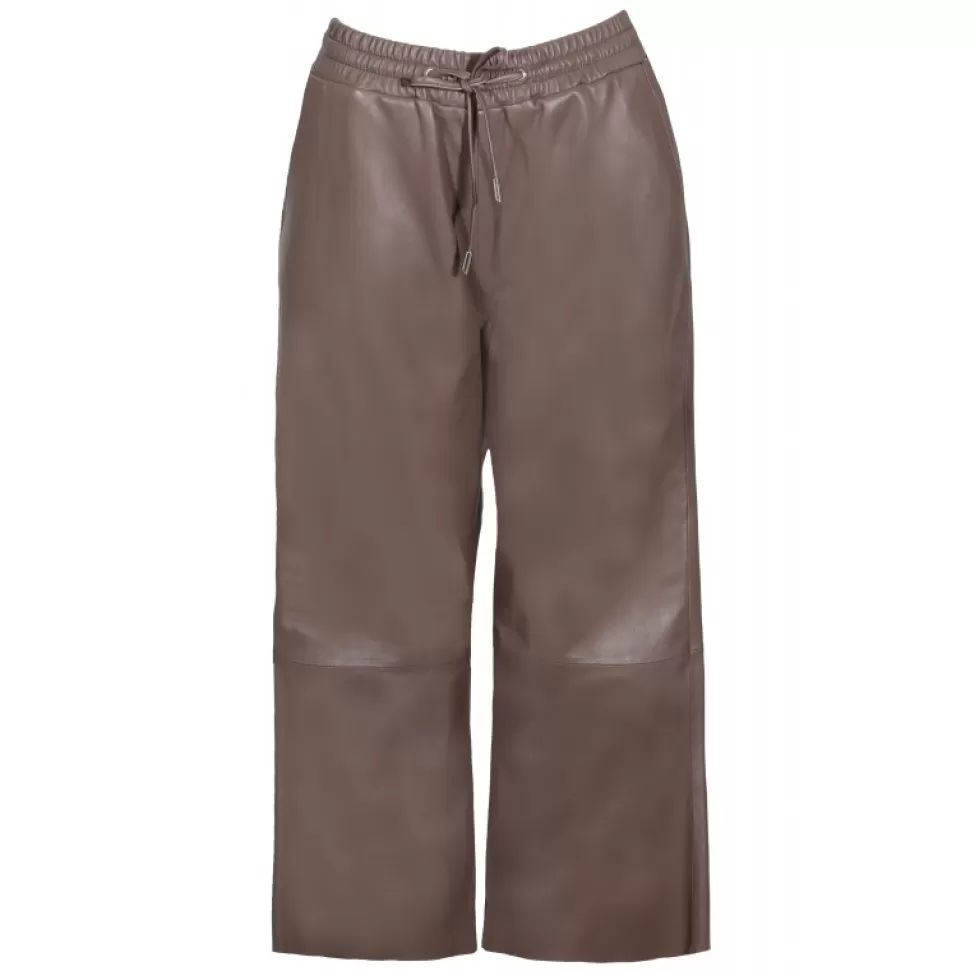 Women OAKWOOD Trousers*Loft Smoke - Genuine Sheep Leather Short Trousers