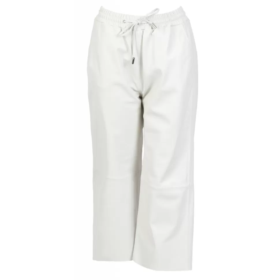 Women OAKWOOD Trousers*Loft White - Genuine Sheep Leather Short Trousers