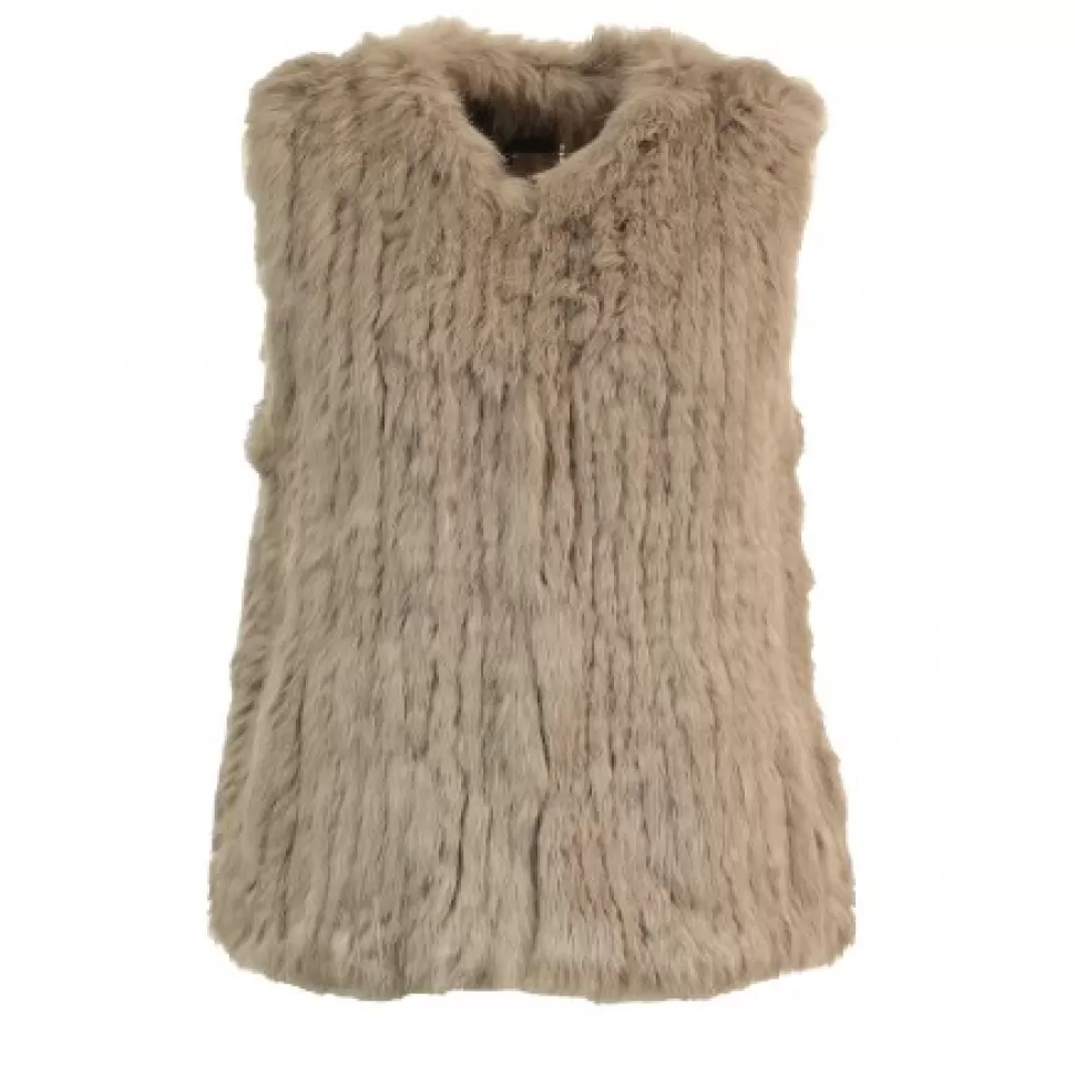 Women OAKWOOD Vests*Magali Dark Beige - Real Fur Vest