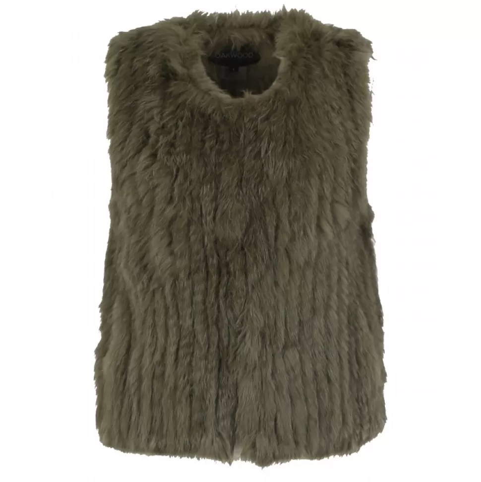 Women OAKWOOD Vests*Magali Khaki - Real Fur Gilet