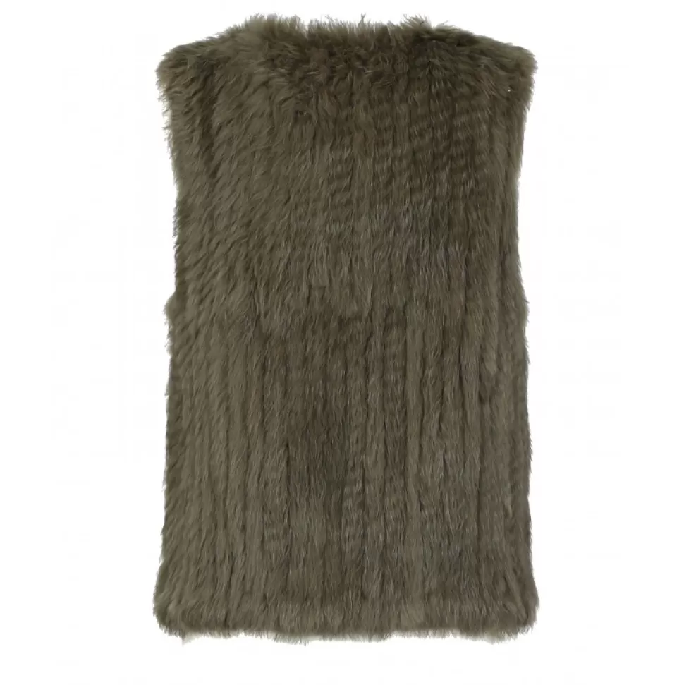 Women OAKWOOD Vests*Magali Khaki - Real Fur Gilet