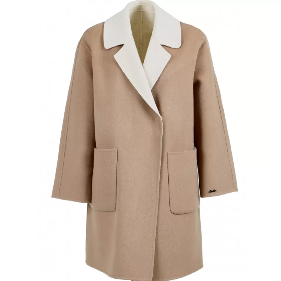 Women OAKWOOD Coats*Magdalena Taupe - Short Reversible Wool Coat