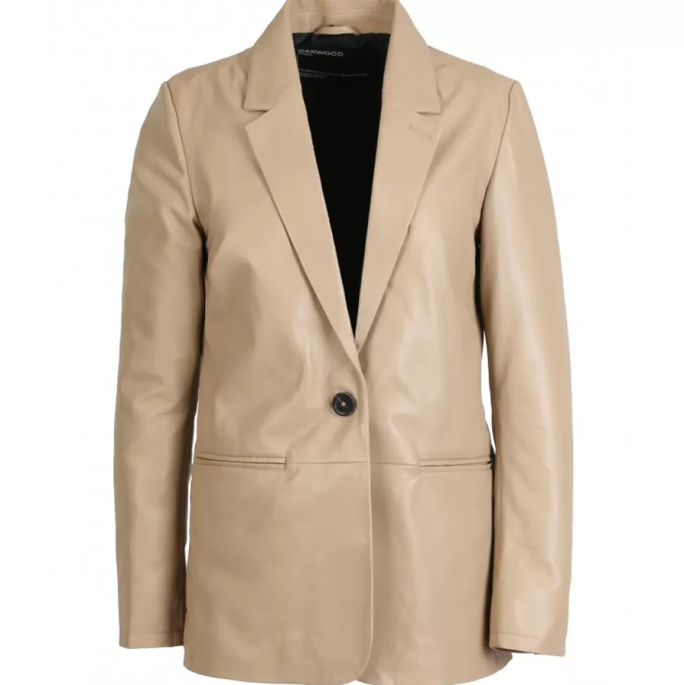 Women OAKWOOD Jackets*Meg Dark Beige - Genuine Sheep Leather Blazer