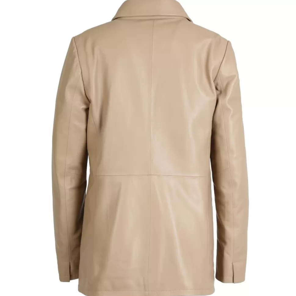 Women OAKWOOD Jackets*Meg Dark Beige - Genuine Sheep Leather Blazer