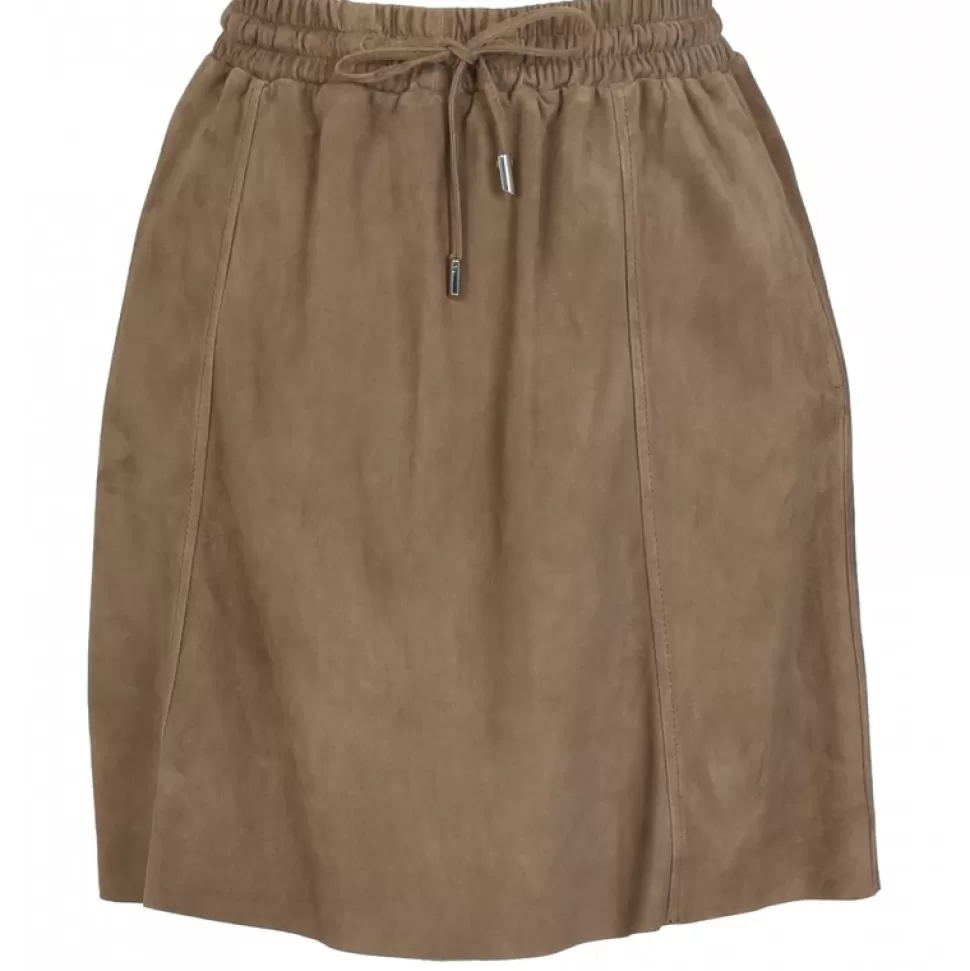 Women OAKWOOD Skirts And Shorts*Nina Light Brown - Genuine Goat Suede Leather Skirt