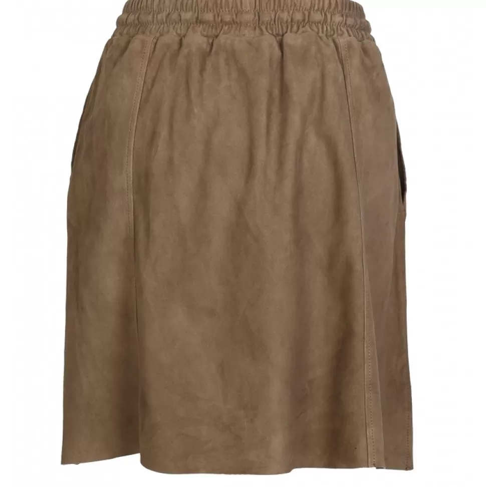 Women OAKWOOD Skirts And Shorts*Nina Light Brown - Genuine Goat Suede Leather Skirt