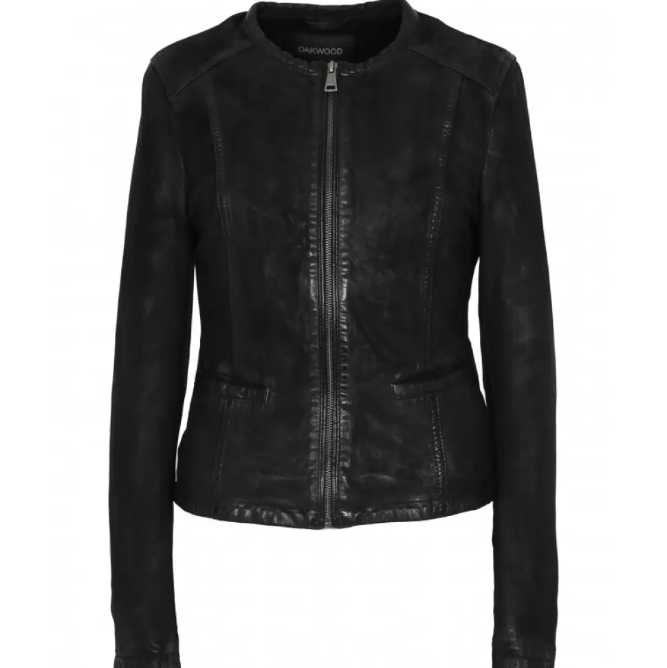 Women OAKWOOD Biker Jackets*Penny Black - Round Collar Jacket In Genuine Leather