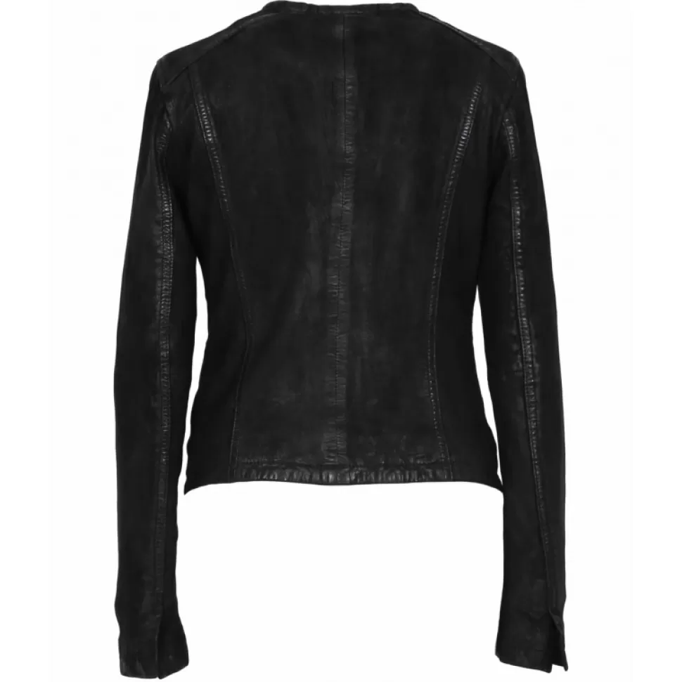 Women OAKWOOD Biker Jackets*Penny Black - Round Collar Jacket In Genuine Leather