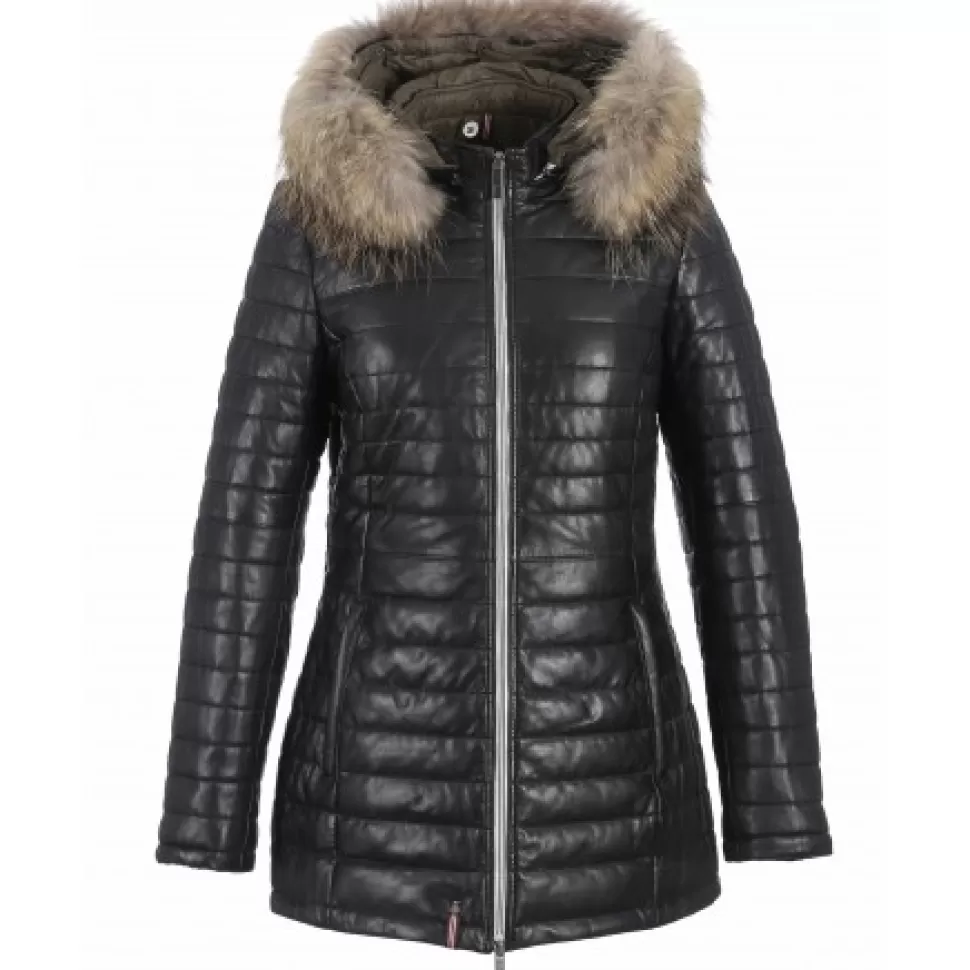 Women OAKWOOD Downjackets*Poppy Black - Genuine Leather Long Down Jacket