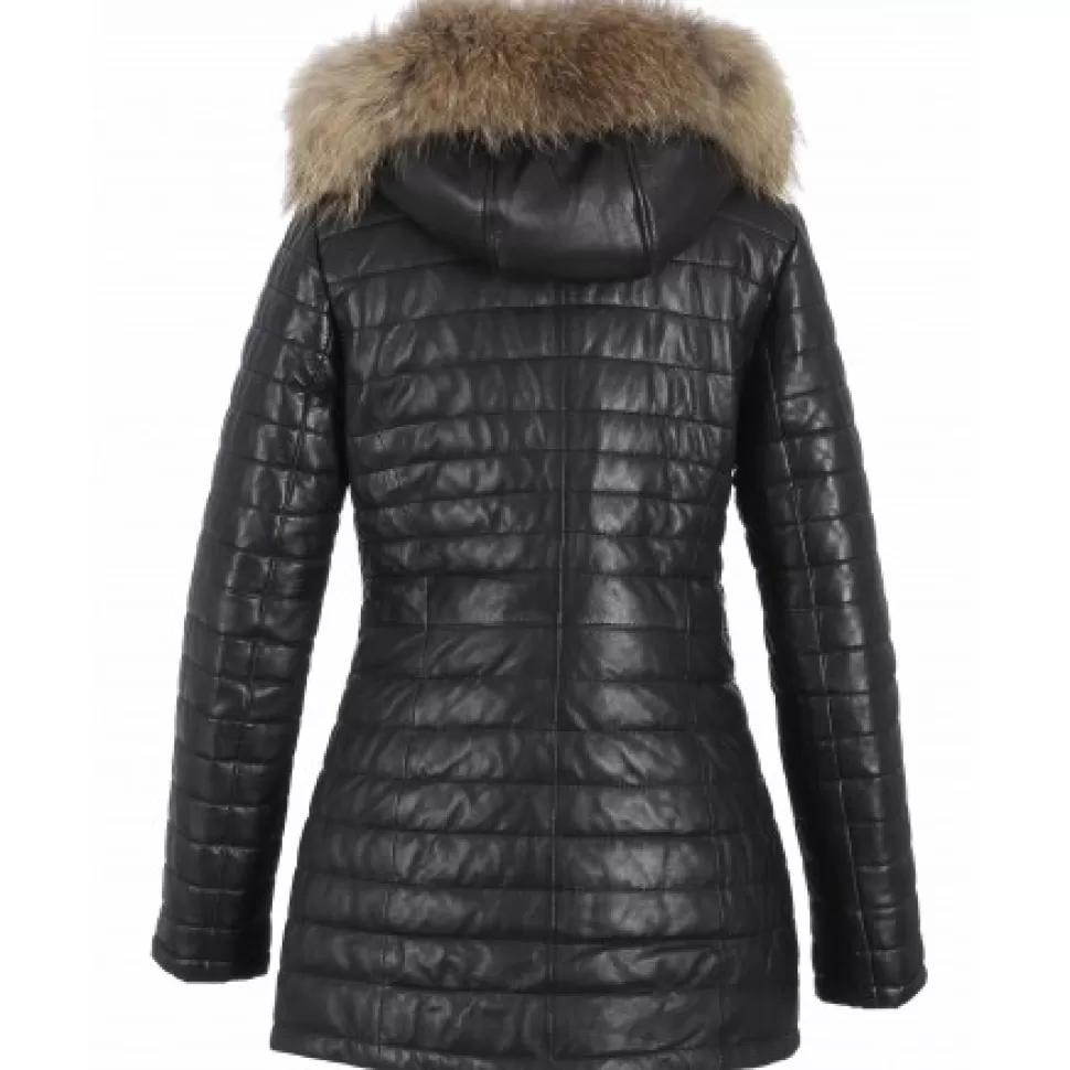 Women OAKWOOD Downjackets*Poppy Black - Genuine Leather Long Down Jacket