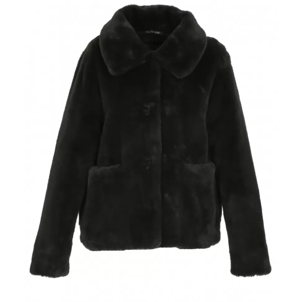 Women OAKWOOD Coats*Possession Dark Grey - Fake Fur Short Coat