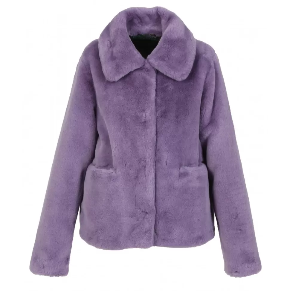 Women OAKWOOD Coats*Possession Light Purple- Fake Fur Short Coat