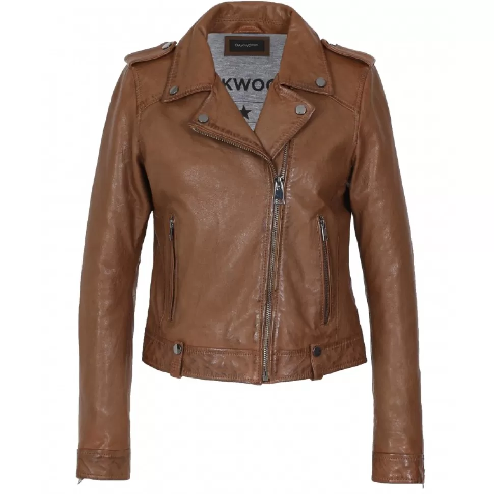 Women OAKWOOD Biker Jackets*Princess 6 Cognac - Biker Inspired Jacket In Genuine Leather