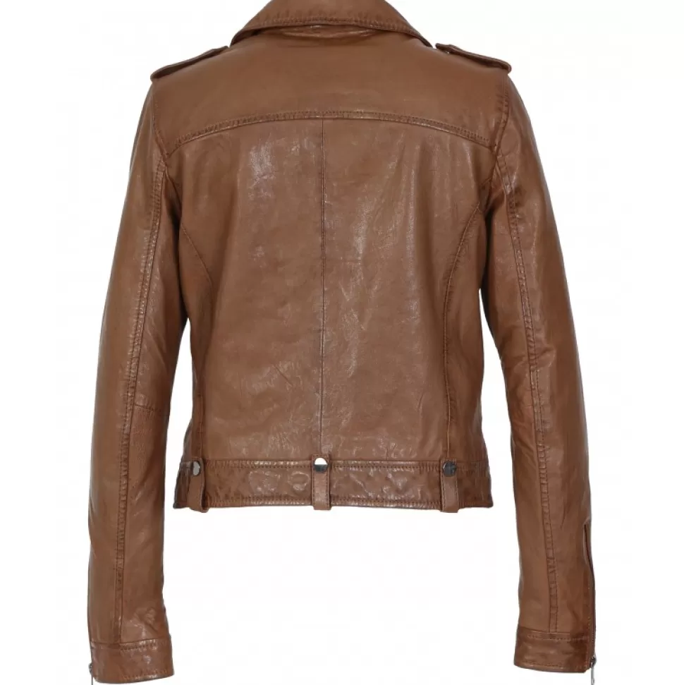 Women OAKWOOD Biker Jackets*Princess 6 Cognac - Biker Inspired Jacket In Genuine Leather