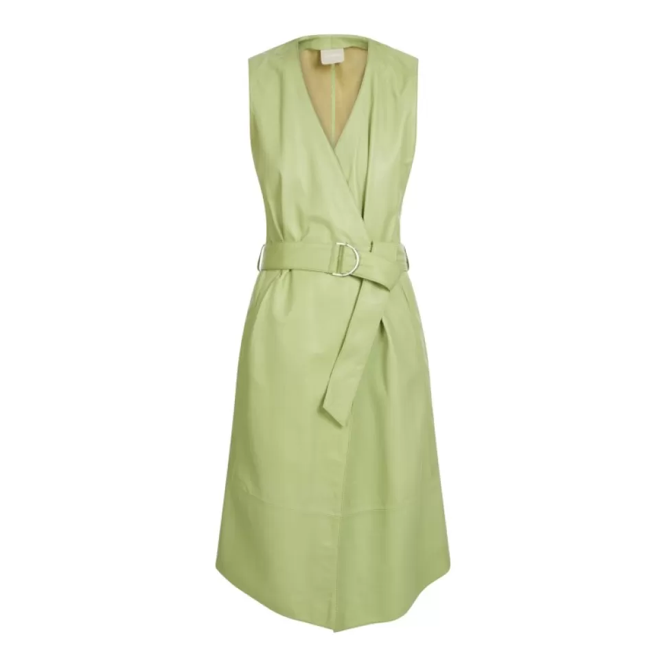 Women OAKWOOD Dresses*Rebecca Light Green - Genuine Leather Wrap Dress