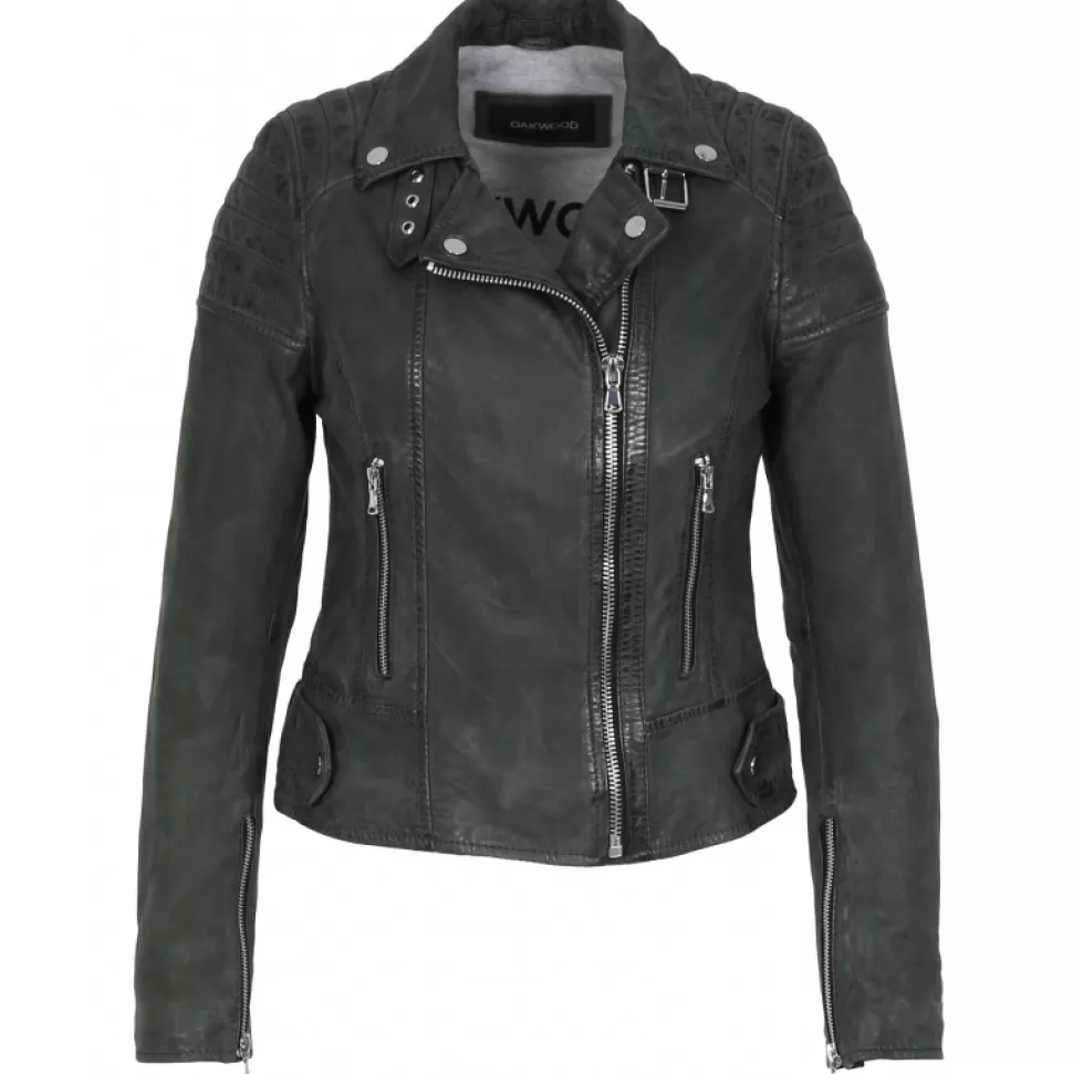 Women OAKWOOD Biker Jackets*Sasha 6 Green - Genuine Leather Biker Inspired Jacket