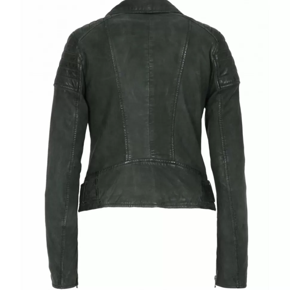 Women OAKWOOD Biker Jackets*Sasha 6 Green - Genuine Leather Biker Inspired Jacket