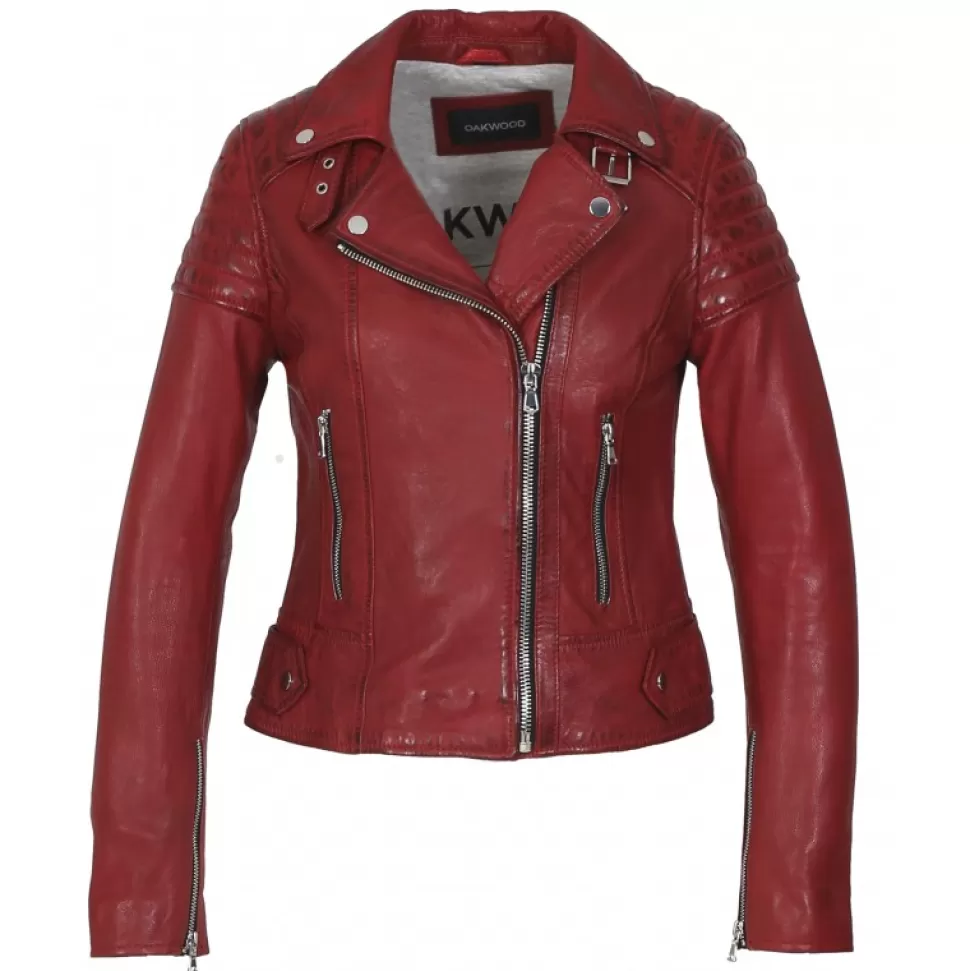 Women OAKWOOD Biker Jackets*Sasha 6 Red - Genuine Leather Biker Inspired Jacket