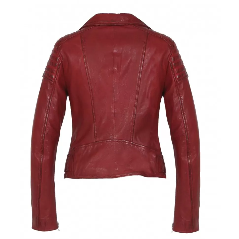 Women OAKWOOD Biker Jackets*Sasha 6 Red - Genuine Leather Biker Inspired Jacket