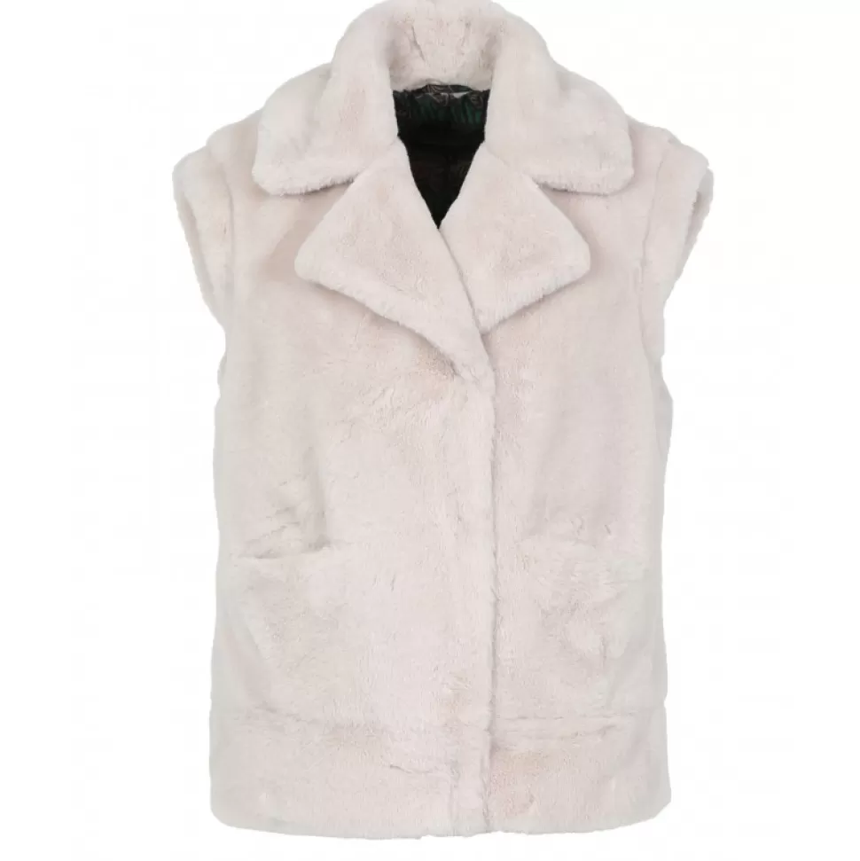 Women OAKWOOD Vests*Sigma Ivory - Fake Fur Sleeveless Waistcoat