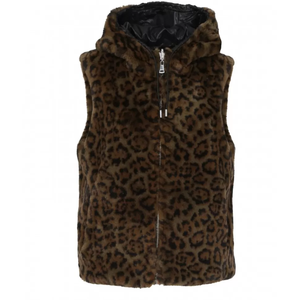 Women OAKWOOD Vests*Smile Bi Camo - Fake Fur And Nylon Reversible Gilet