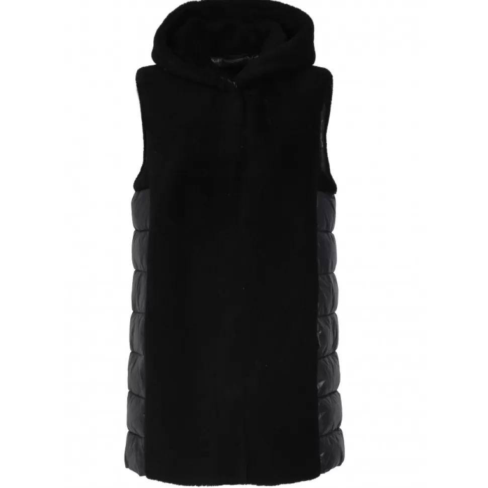 Women OAKWOOD Vests*Soprano Black - Fake Fur 100% Wool / Padded Nylon Gilet