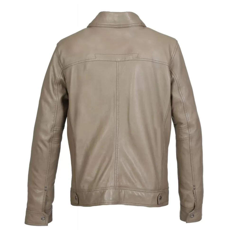 Men OAKWOOD Jackets*Stan Beige - Genuine Leather Jacket Denim Jacket Inspired