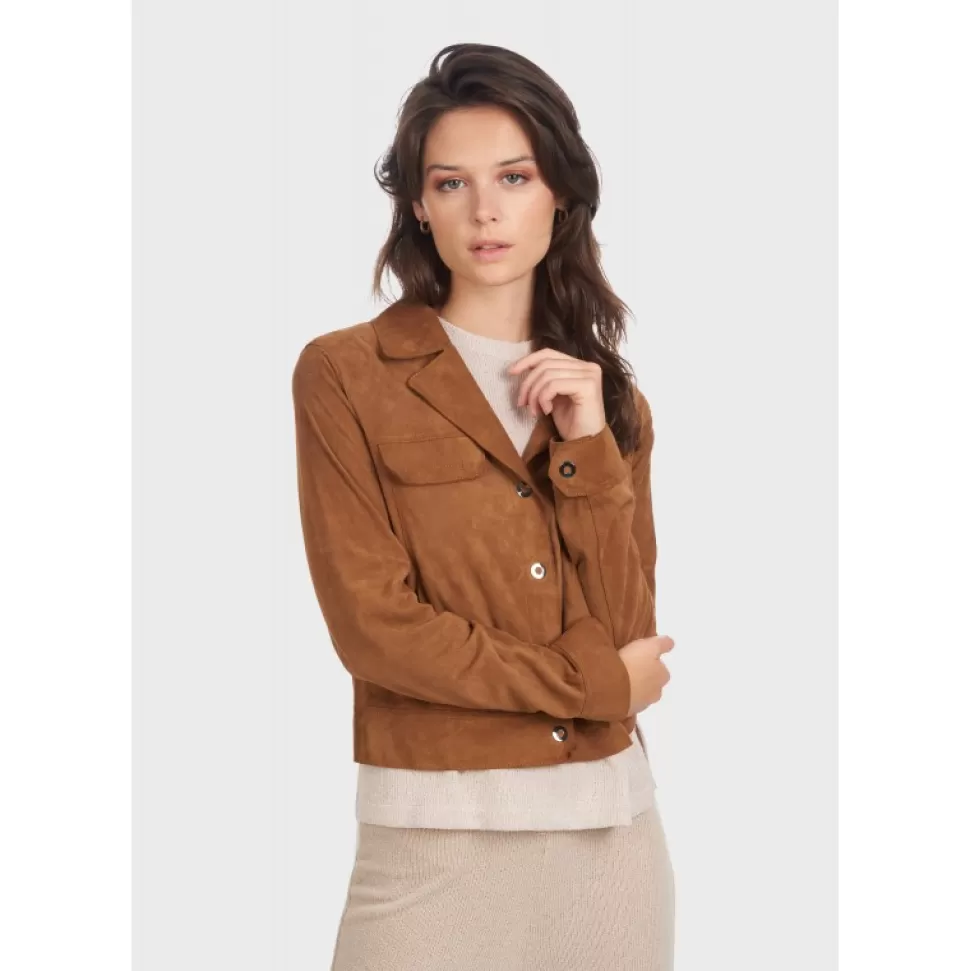 Women OAKWOOD Jackets*Taste Tobacco- Genuine Goat Suede Short Jacket