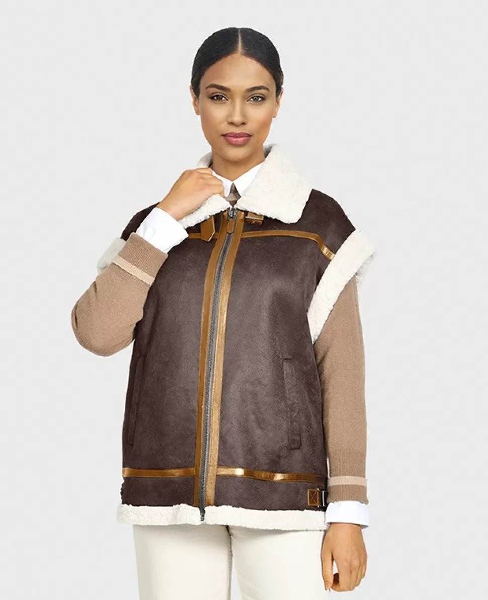 Women OAKWOOD Vests*Theatre Antic Brown - Faux Shearling Jacket