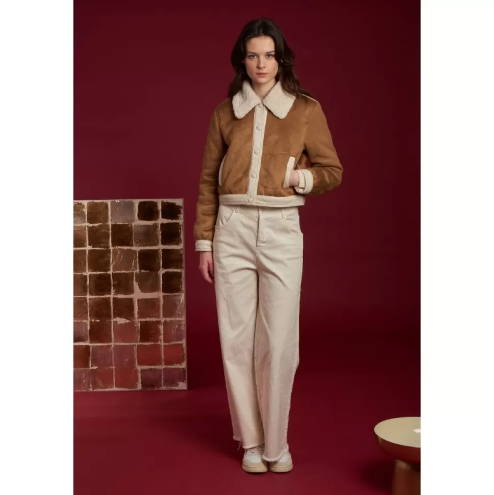 Women OAKWOOD Jackets*Tower Tan - Faux Shearling Short Jacket