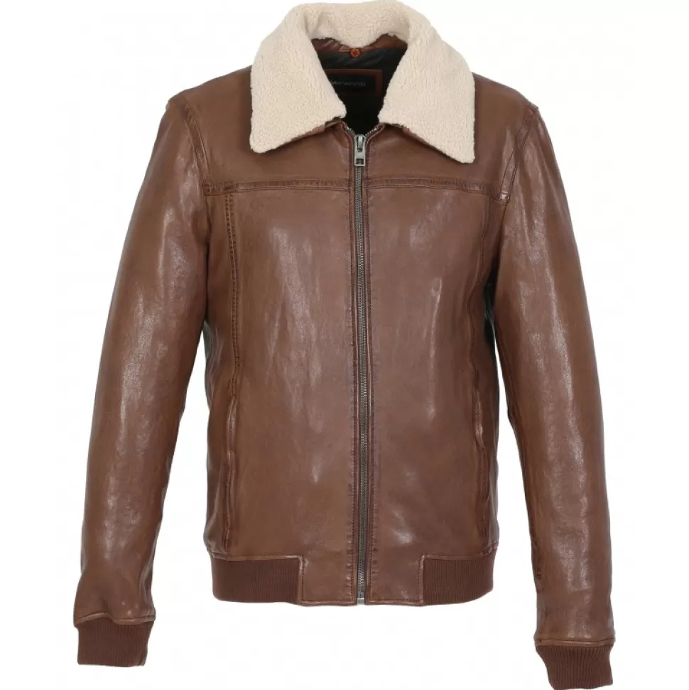 Men OAKWOOD Bombers*Trader Tan - Genuine Leather Bomber Inspired Jacket