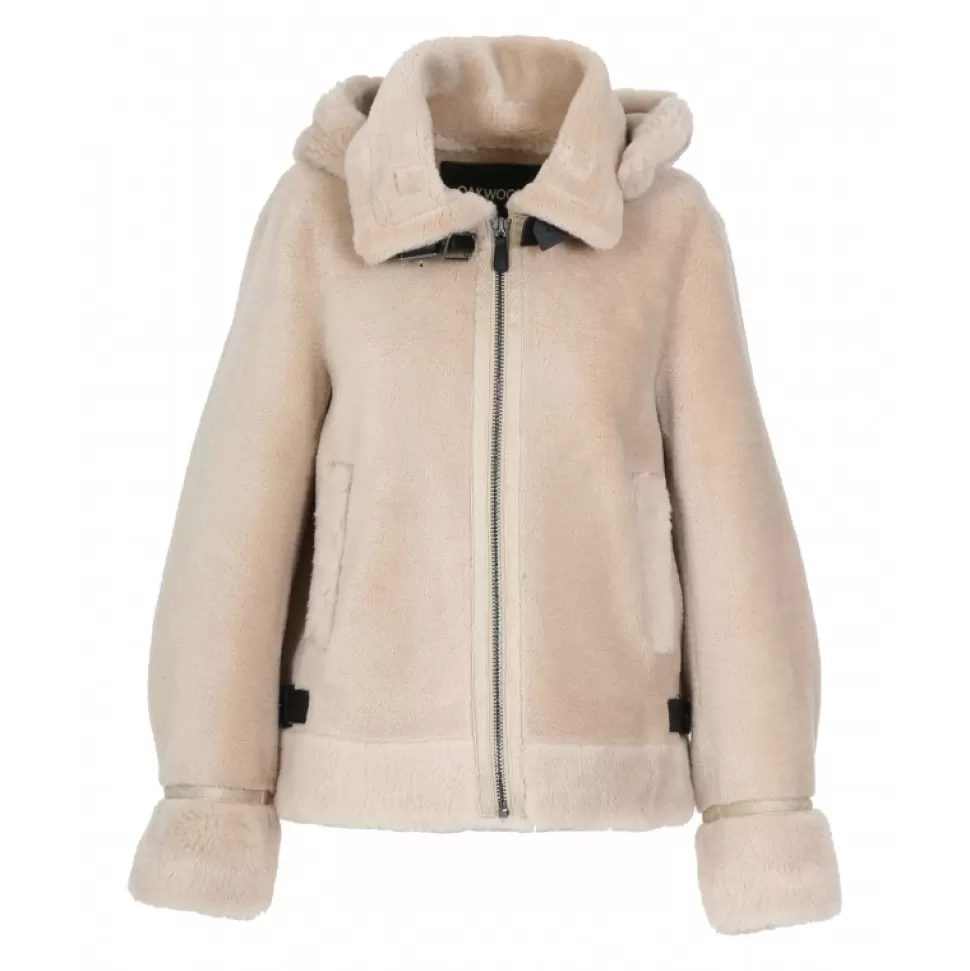 Women OAKWOOD Biker Jackets*Tresor Coffee - Reversible Faux Sherling Short Coat