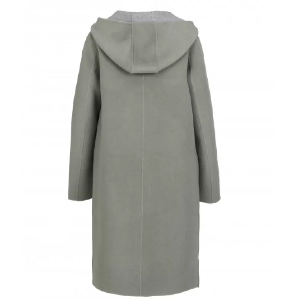 Women OAKWOOD Coats*University Bi Almond/Light Grey - Long Reversible Hooded Wool Coat