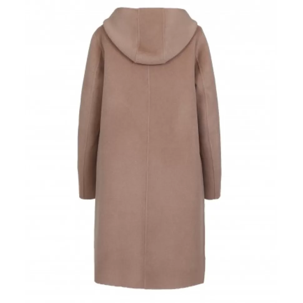 Women OAKWOOD Coats*University Bi Taupe/Light Grey - Long Reversible Hooded Wool Coat