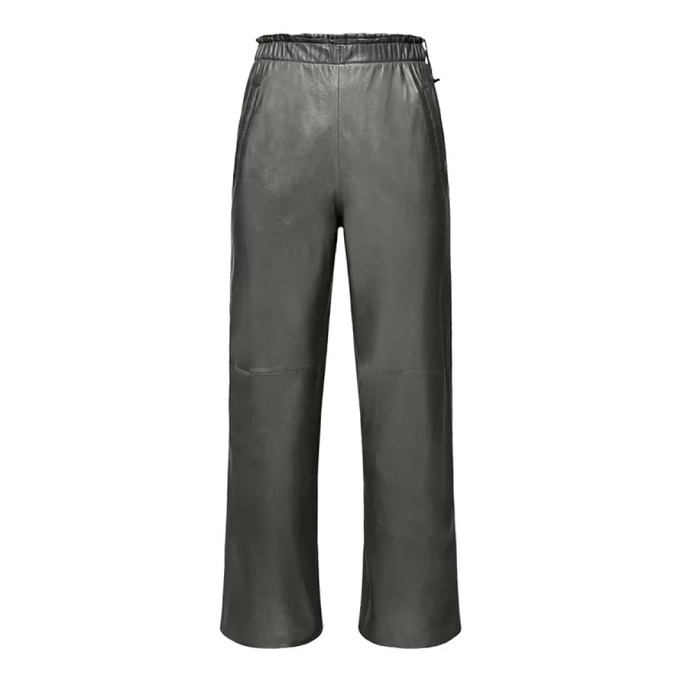 Women OAKWOOD Trousers*Uranus Dark Kaki - Large Trouser Genuine Leather