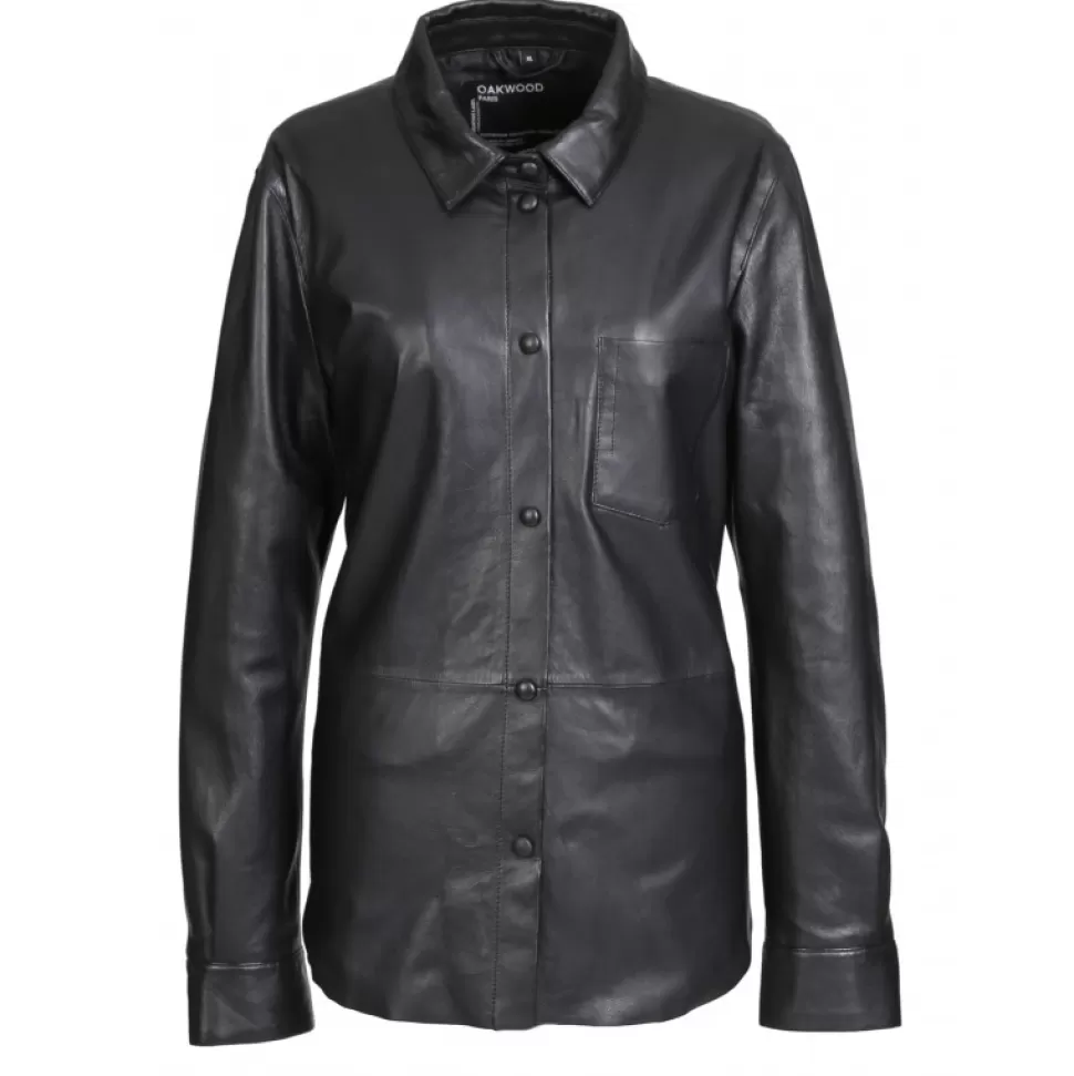 Women OAKWOOD Tops And Shirts*Valentina Black - Genuine Leather Shirt With Patch Breast Pocket