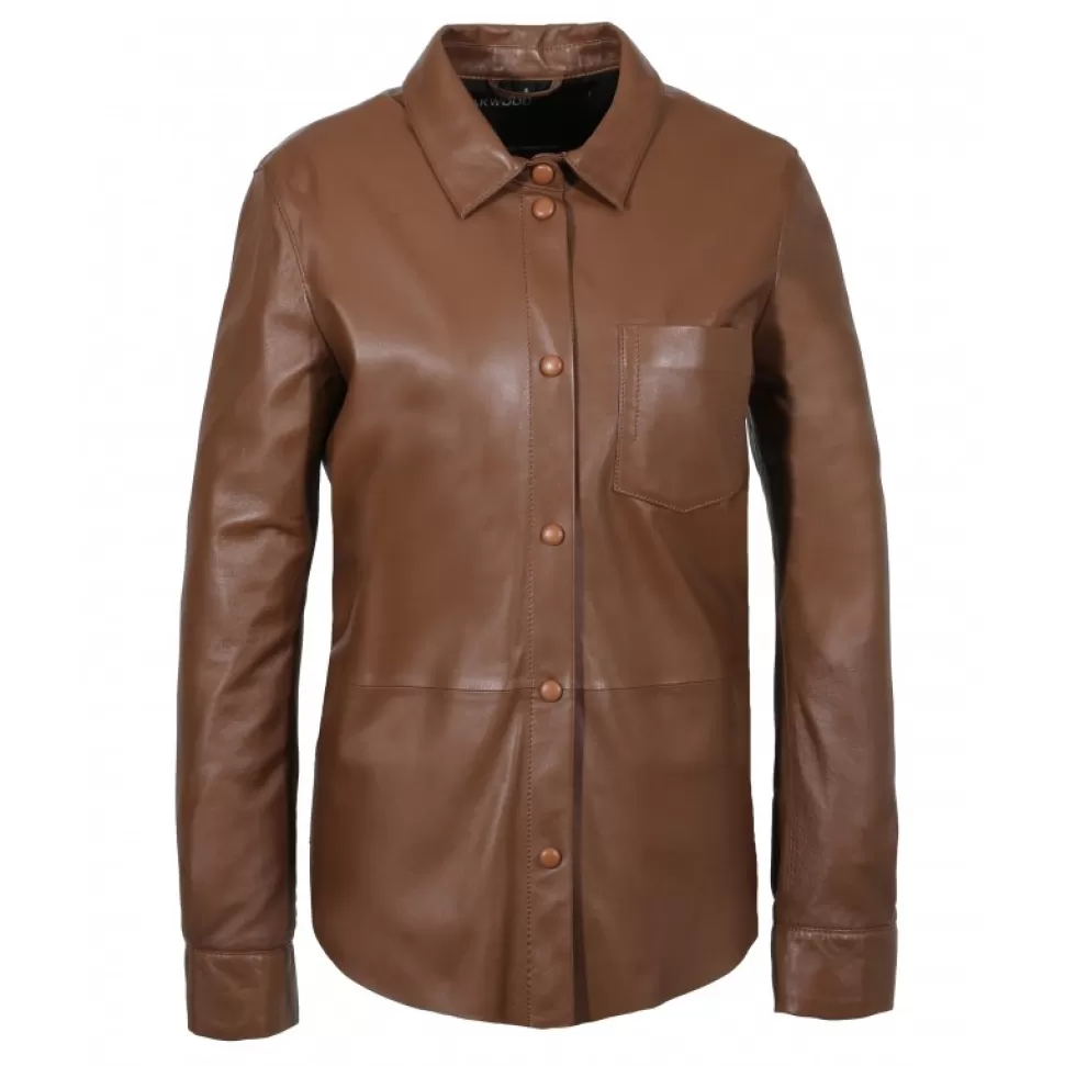 Women OAKWOOD Tops And Shirts*Valentina Tan - Genuine Leather Shirt With Patch Breast Pocket