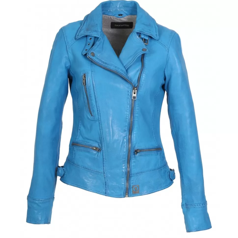 Women OAKWOOD Biker Jackets*Video Denim - Washed Look Genuine Leather Jacket