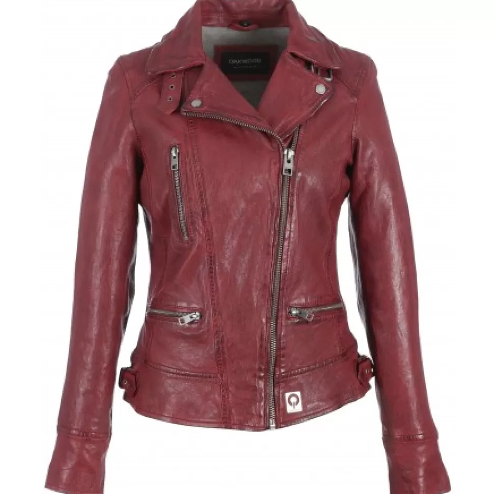 Women OAKWOOD Biker Jackets*Video Fire - Washed Look Genuine Leather Jacket