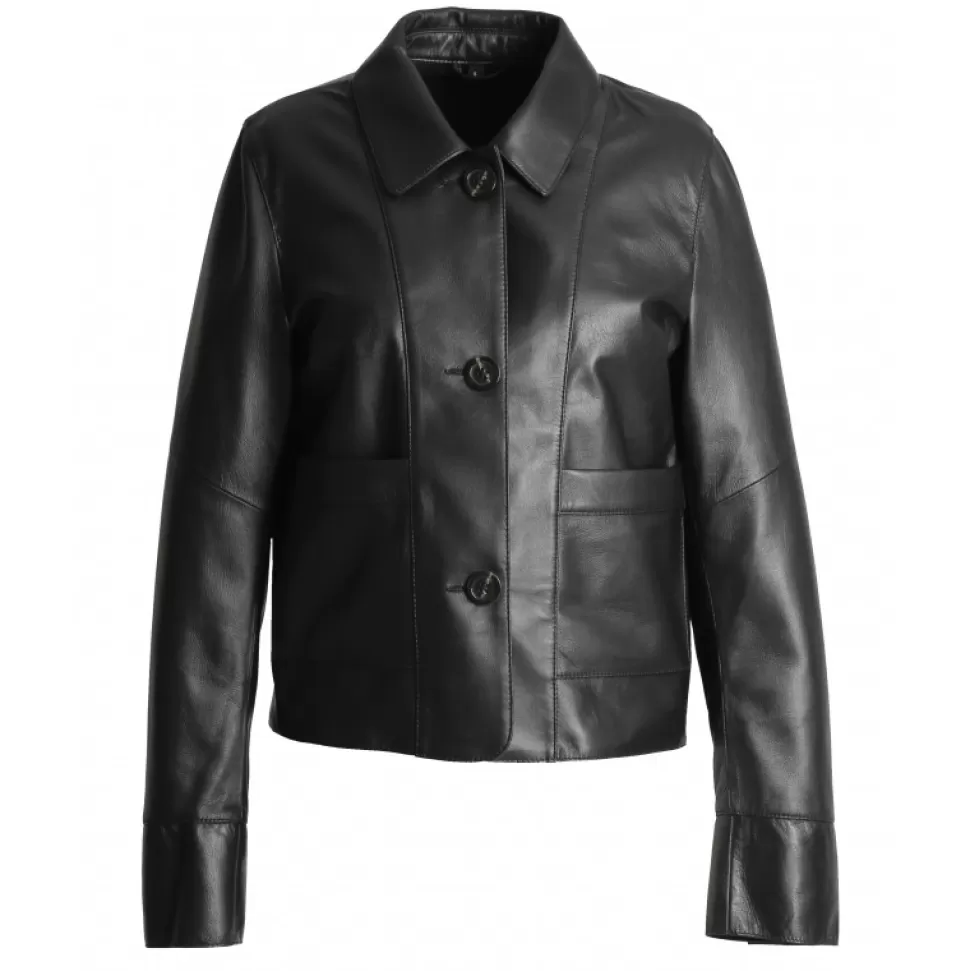 Women OAKWOOD Jackets*Volga Black - Short Genuine Leather Jacket