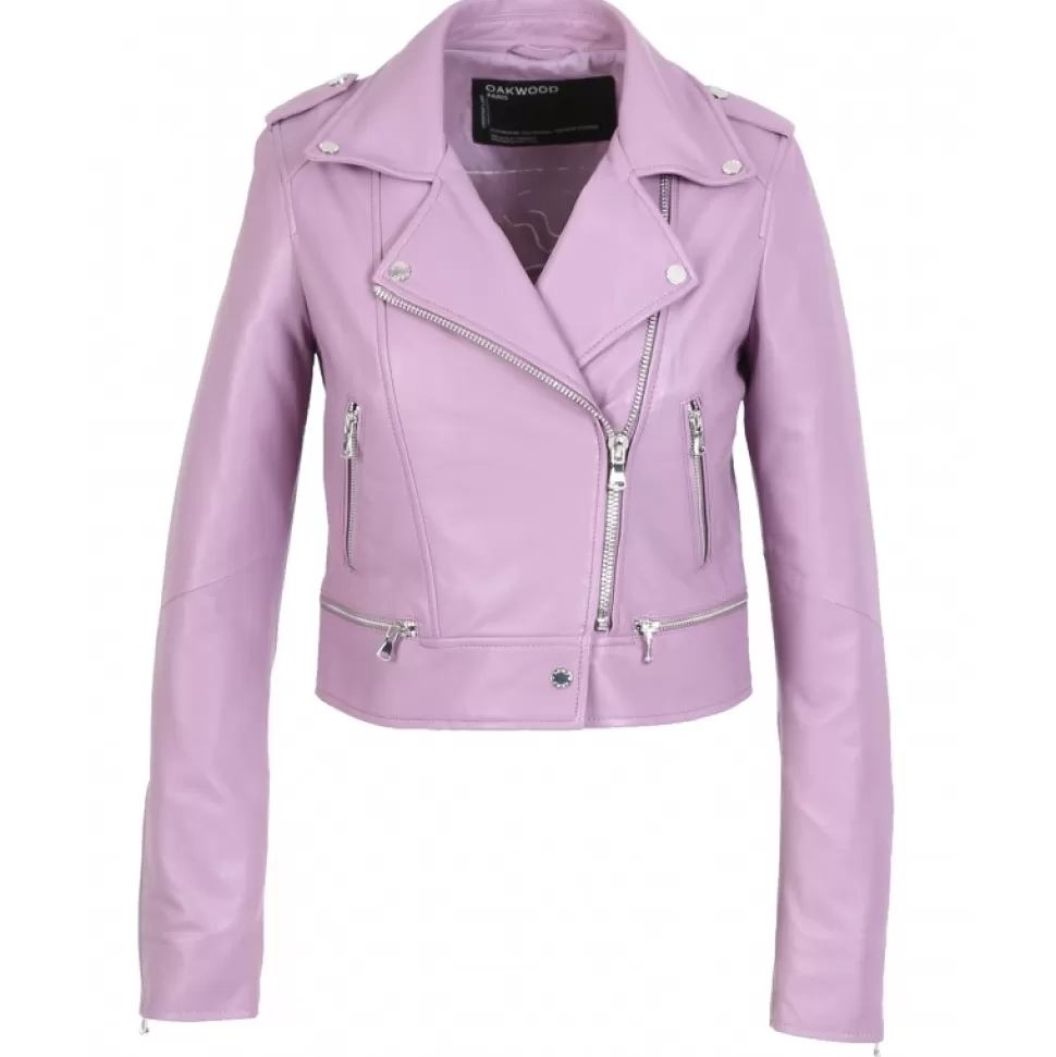 Women OAKWOOD Biker Jackets*Yoko Lilac - Short Genuine Leather Jacket